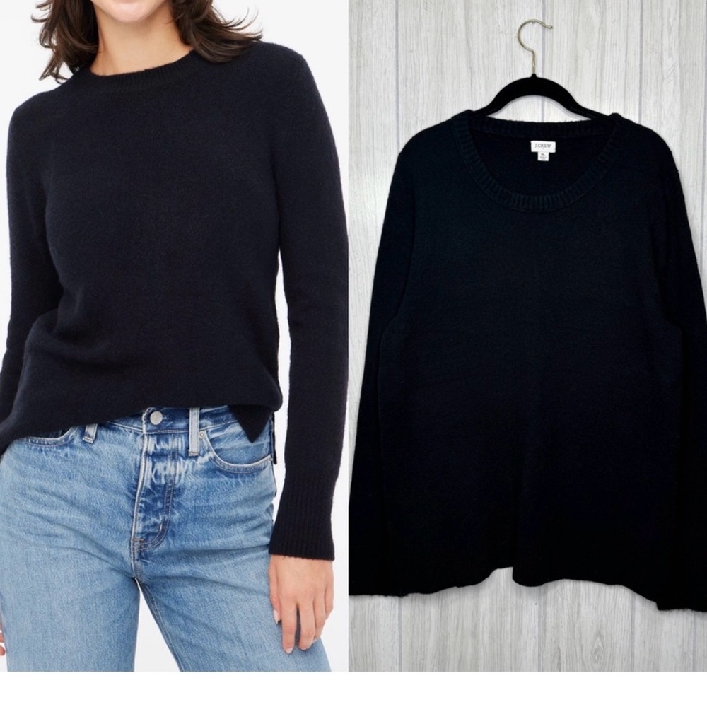 J. CREW Womens XS Crewneck Black Wool Blend Sweater Classic